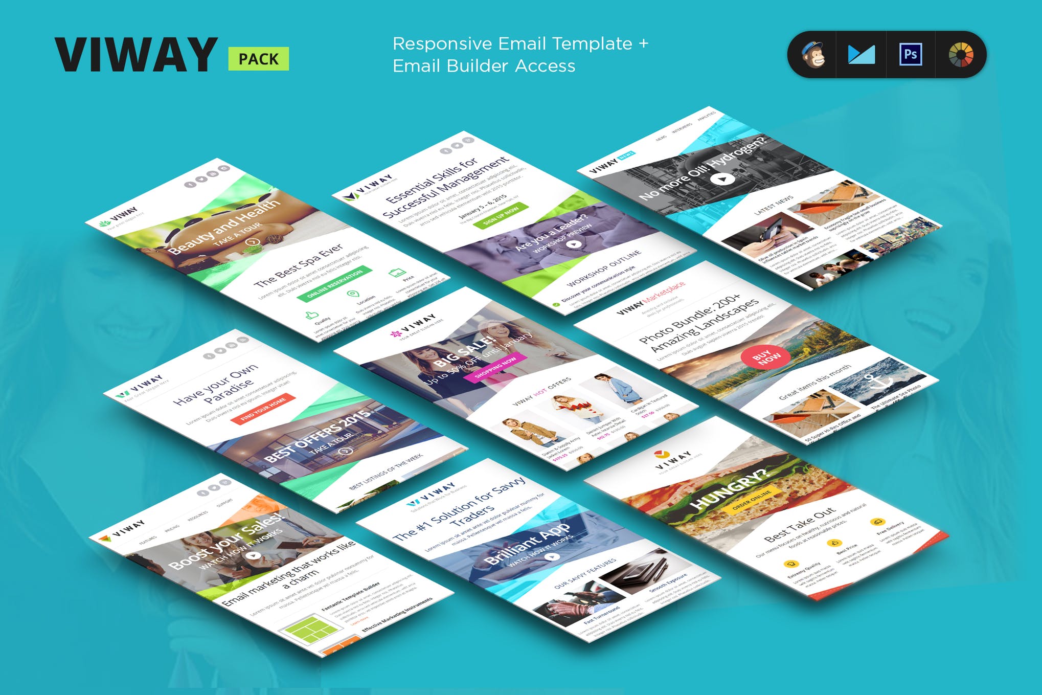 FULLY responsive Viway Email Marketing Templates with FULL rights