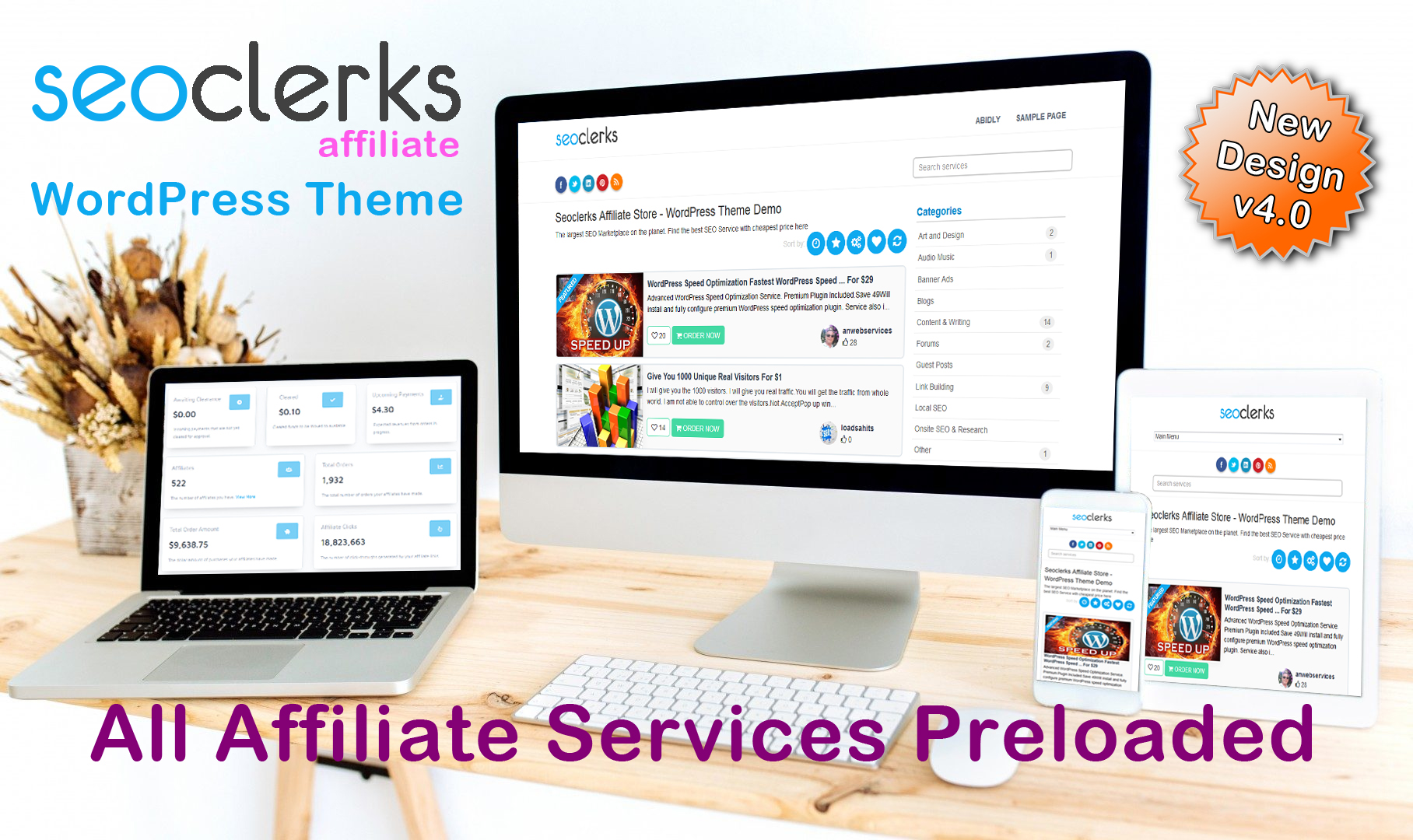 Seoclerks Affiliate Store WordPress Theme