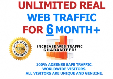 6 MONTH Unlimited Keyword and Country Targeted Real Visitors Traffic to Website