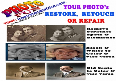 We Will Restore,  Retouch Or Fix Damaged Photos