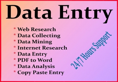 I will do web research,  email finding,  data entry,  web scraping