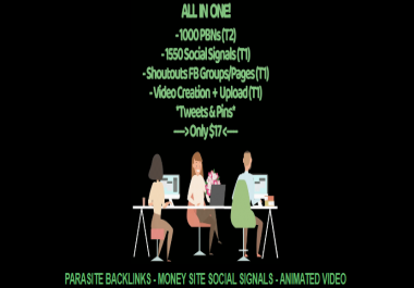 All In One SEO Package - 1000 PARASITE BACKLINKS - 1550 SOCIAL SIGNALS - ANIMATED VIDEO - SHOUTOUTS