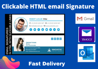I will create HTML email signature or clickable email signature