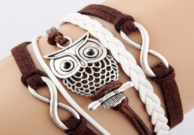 Owl Infinity Brown and White Bracelet
