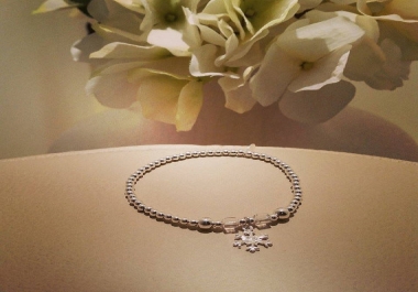 925 Sterling Silver Stackable Bracelet with Snowflake Charm