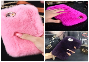Luxury Fluffy bling furry fur iPhone case for iPhone 6/6s & iPhone 7